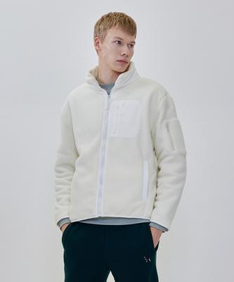 Adhoc Men'S Fleece High-Neck Zip-Up Jumper (Ivory)