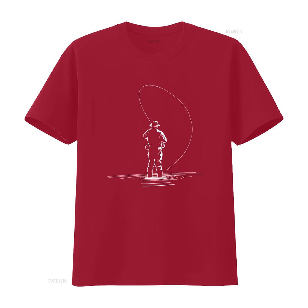 Fly Fishing T Shirt for Fisherman Outdoorsman Outdoors Hunting Sportsman Vintage Washed Unisex Fashion Designer Clothes