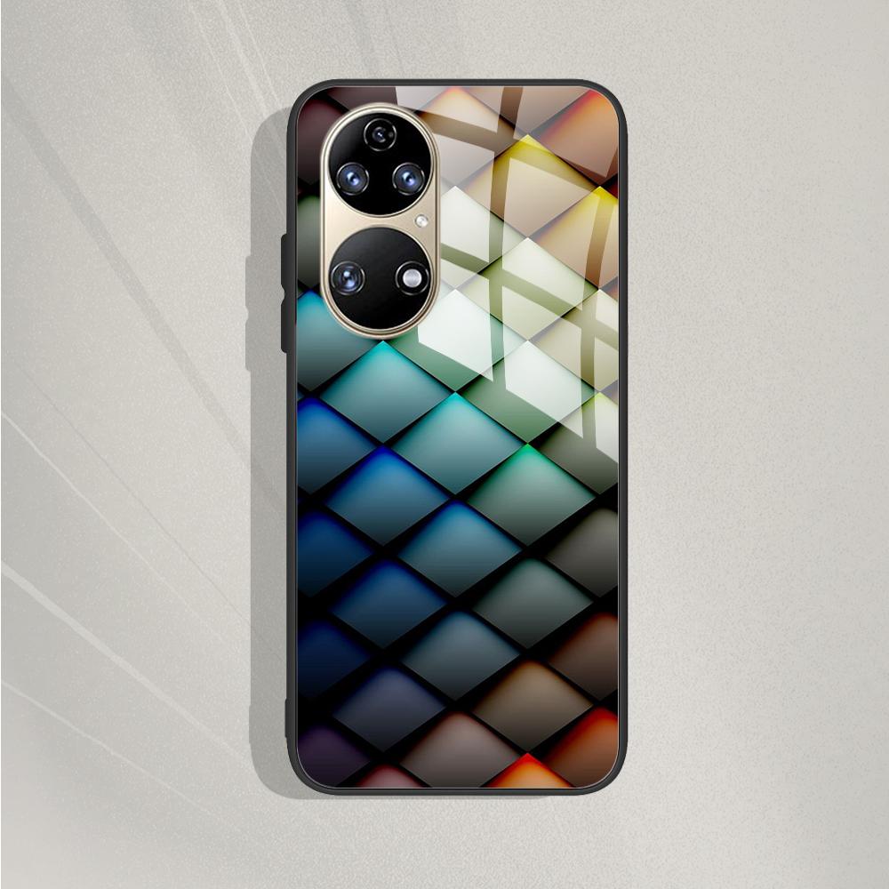 Pro Huawei P50 Pro Pouzdro P50E P 50 Luxusní tvrzené sklo Kryt telefonu Pro Huawei P50 Zadní kryt Módní ochranné TPU Coque P50Pro