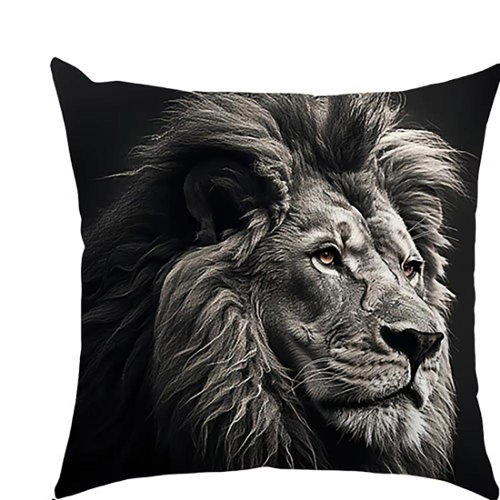 Lion Tiger Black Panther Wolf Printed Pillow Cover Sofa Home Room Decor