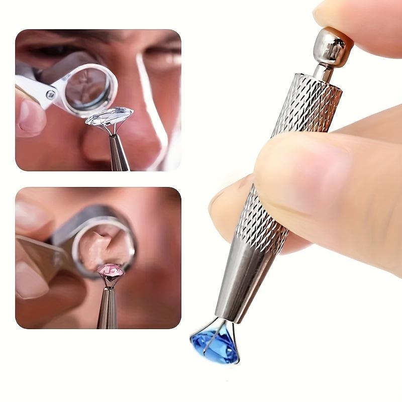 Precision 4-Prong Jewelry Tweezers - Gem & Diamond Holder, Ideal for Beads & Small Parts, Ergonomic Metal/Aluminum Craft Tool, Jewelry Making Tools