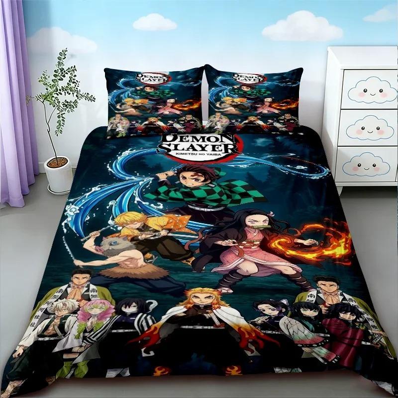 Anime Bed Linen Set King Queen Double Full Twin Single Size Demon-Slayer Duvet Cover Set