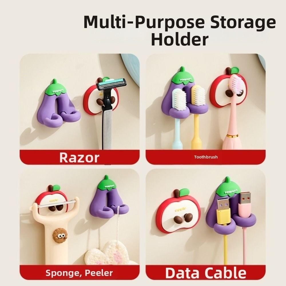 Cartoon Toothbrush Wall Rack Wall Mounted Toothbrush Organizer Toothbrush Holder  Bathroom Storage