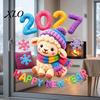 Shop Window Display Supplies Chinese New Year Stickers, 2027 Goat Static Clings, Reusable Winter Theme Decals Crochet Knit Lamb Decals, Decor for Home