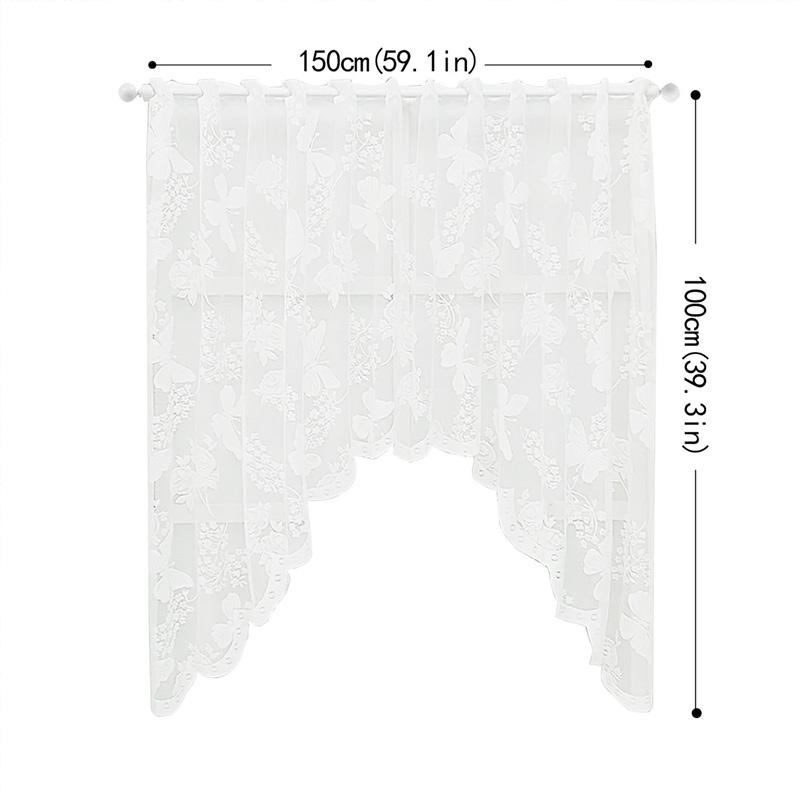

1PC Door Curtain Dining Room Short Curtain for Bedroom Window Curtains Living Room Lace Valance White with Florals Butterfly 150*100 белый