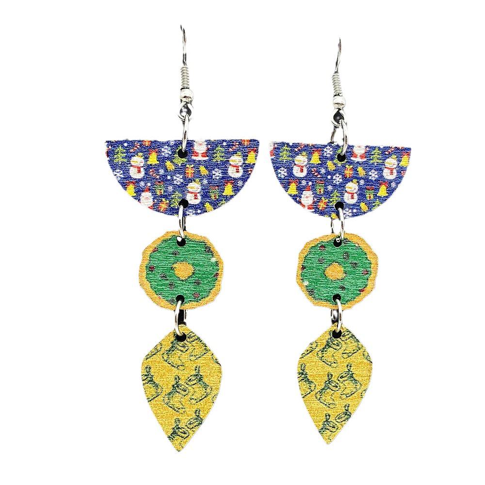 New Christmas Ornament Earrings: Snowman, Santa, Gingerbread, Candy, Wooden Pendants