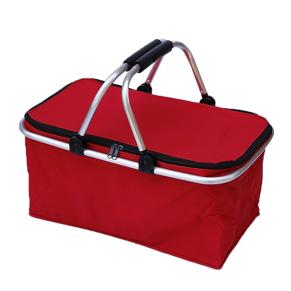 Cestino pieghevole per picnic, campeggio, shopping, isolato, borsa frigo, borsa a mano con cerniera, borse impermeabili