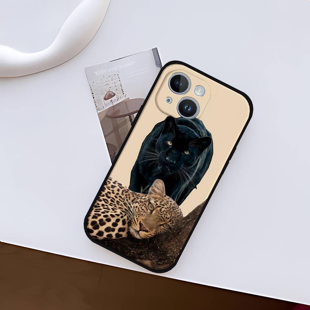 F-Ferocious Leopard Phone Case For IPhone 1716 15 14 13 Pro Max 11 12 Mini X Xs XR Black Silicone Cover