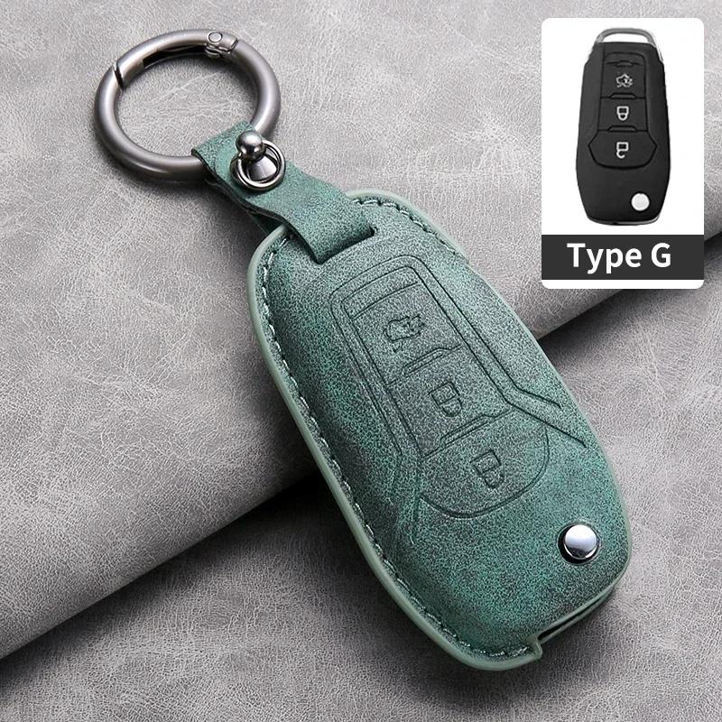 Leather 3 Buttons Car Flip Key Case Cover for Ford Figo 2017 Mondeo 5 Ecosport Puma 2020 Fiesta Mk8 Everest Ranger Protector Fob