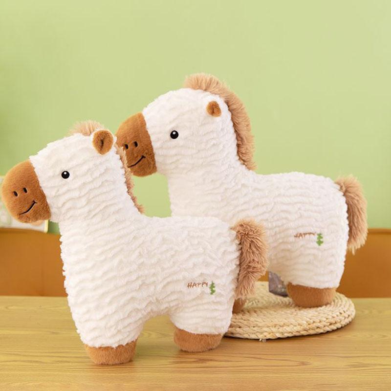 Cute Horse Plush Pillow Soft Stuffed Animal Horse Cushion With Happy Embroidery For Home Sofa Bed Decoration Creativity Fluffy