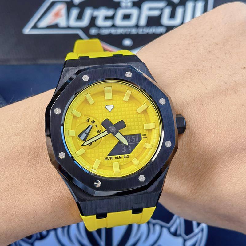 Modified Watch Case Parts Waffle Dial for GA-2100 GA-2110 3rd 4th Generation GA2100 GA2110 Inner Shadow Circle Bezel Accessories