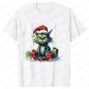 New Year Short Sleeve Tshirt Cute Cat Print Tops Fashion Xmas Unisex Tees Shirt Trend Graphic Christmas Male Oversized Clothing