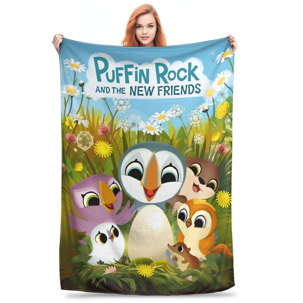 Puffin Rock Zeichentrick   Flaneldecke  Tolle Überwurfdecke für Bett Sofa Couch 200x150cm Teppichstück
