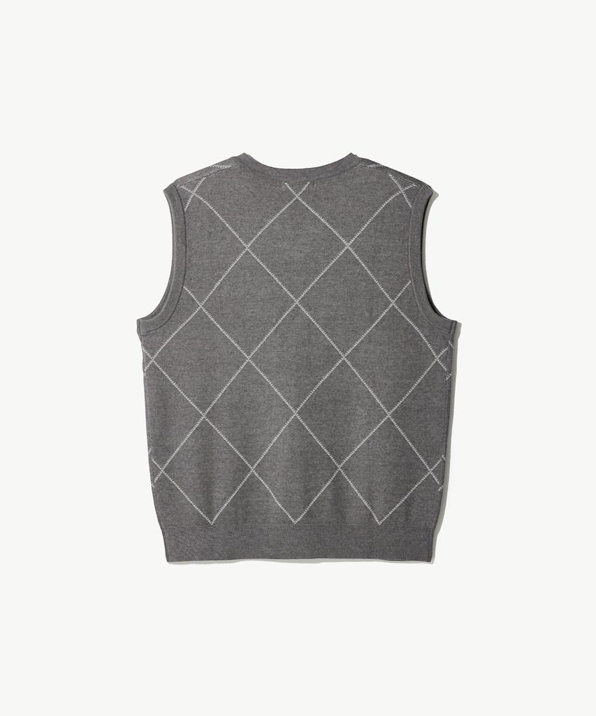 Stco Diems Washable Argyle Notched Neck Vest_Charcoal Gray (Classic Fit)_Dkvxa03Ccc