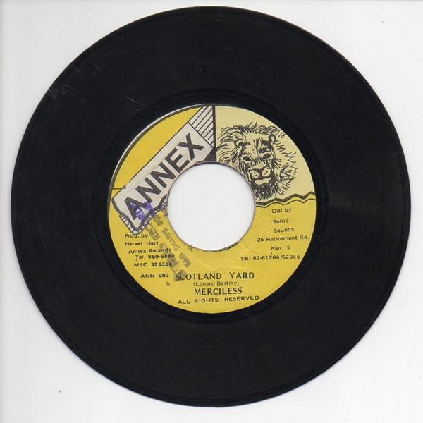 7inch Record MERCILESS - Scotland Yard ANN002 Annex Jamaica Reggae, Ska & Dub Used