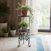Wrought Iron Plant Stand Freestanding Furniture Scrollwork for Balcony, Entryway