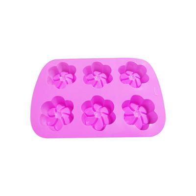 6-Cavity Silicone Flower Cake Mold Handmade Jelly Mousse Mould Resistant Chocolate Baking Tray Ice Cube