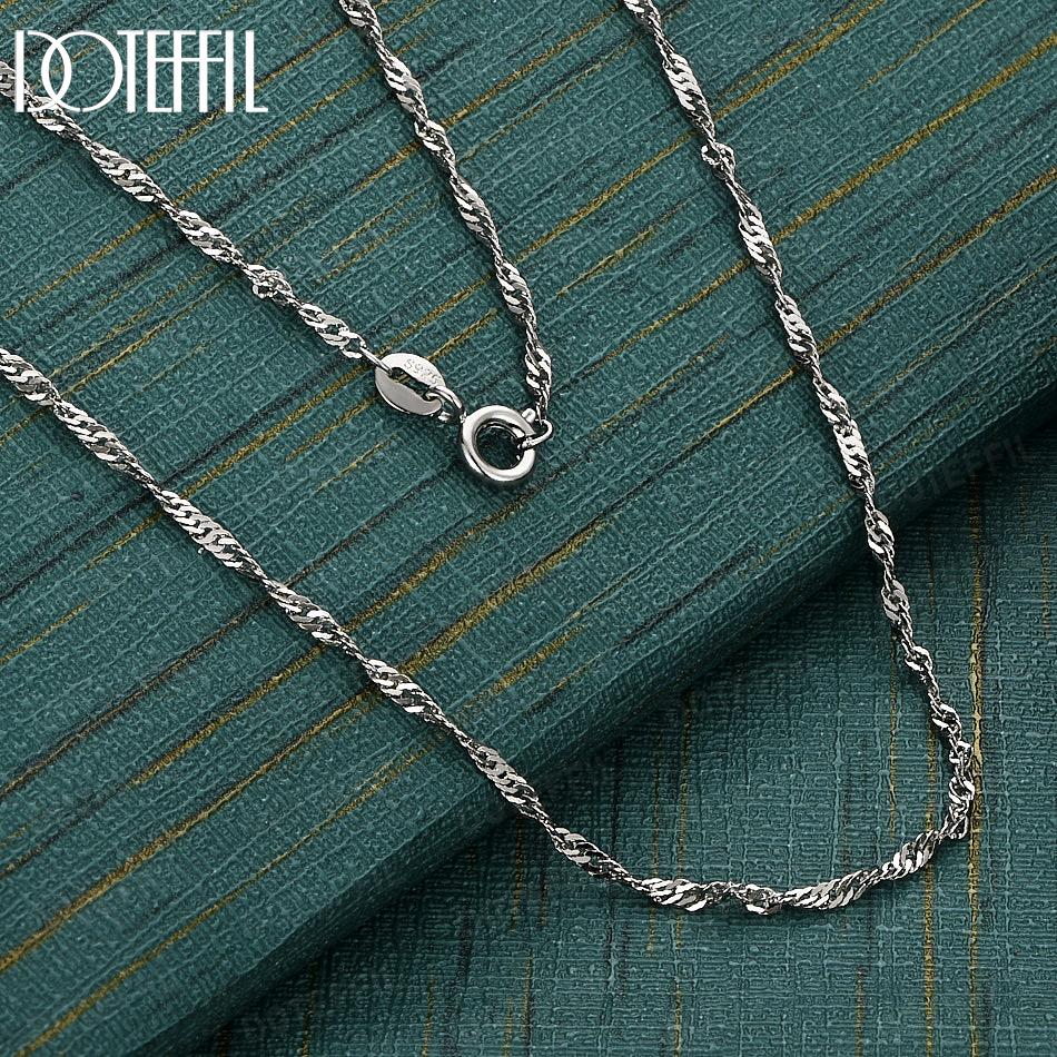 Стерлинговое серебро 925 пробы, 18-дюймовое колье с закатанным краем, Свадебные украшения 45cm