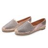 Fashion Espadrilles crystal rivets slip on loafers women hemp knitted cover toe shallow moccasins sewing gold/silver straw flats shoes