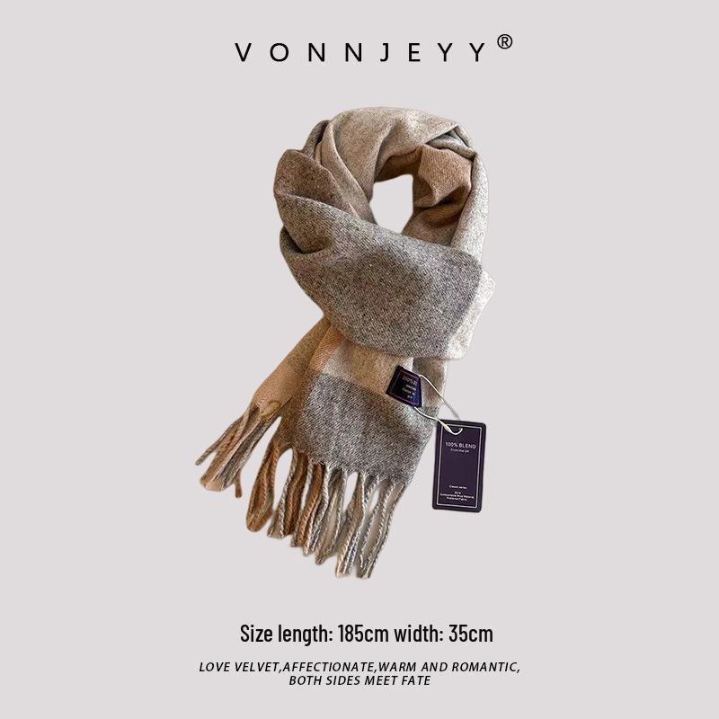 2024 Grauer Herren-Winterschal im koreanischen & japanischen Stil - Vielseitiger Studenten-Halswärmer & Schal