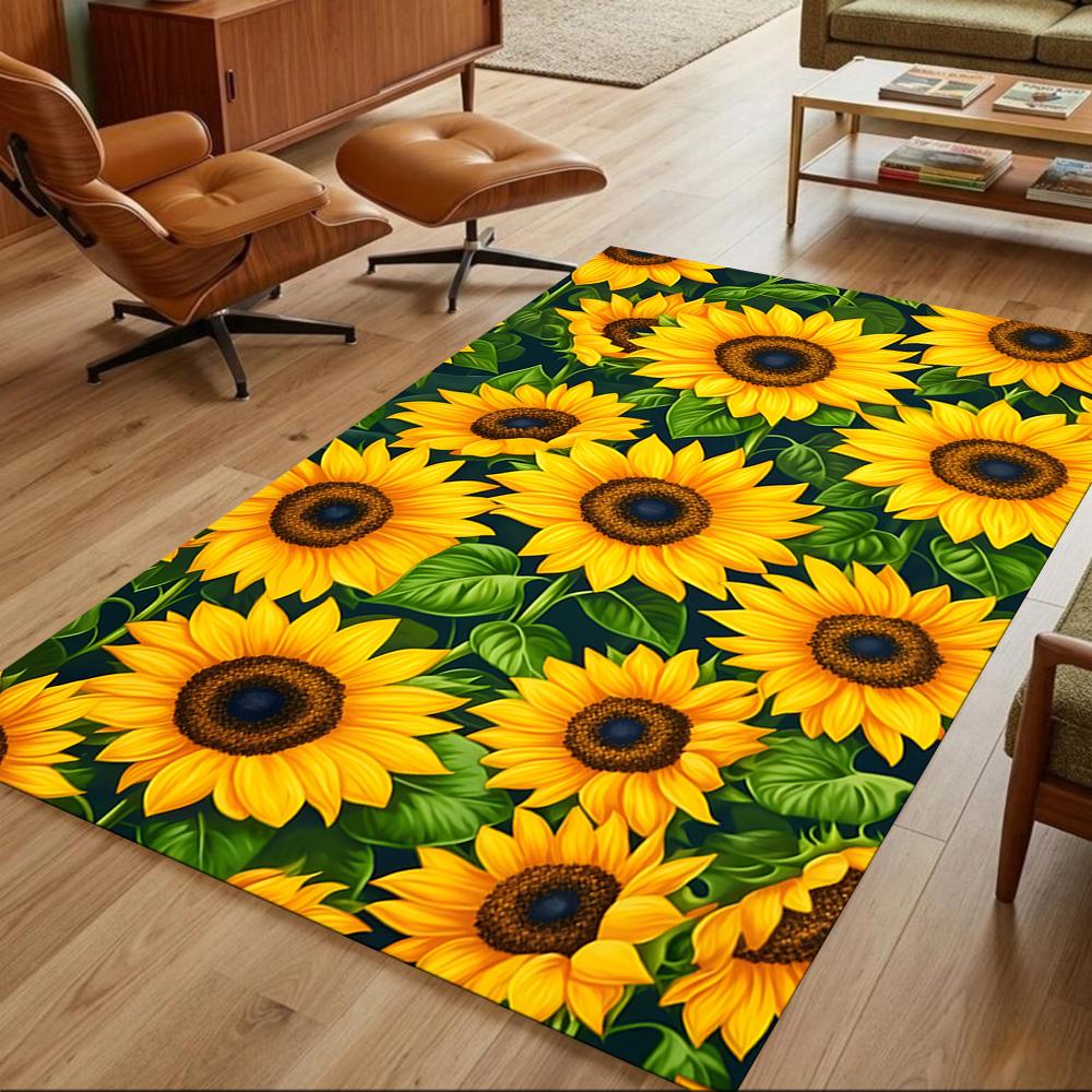 Sunflower Field Pattern Non-Slip Home Carpet Design for Office Decor Living Room Bedroom Gift