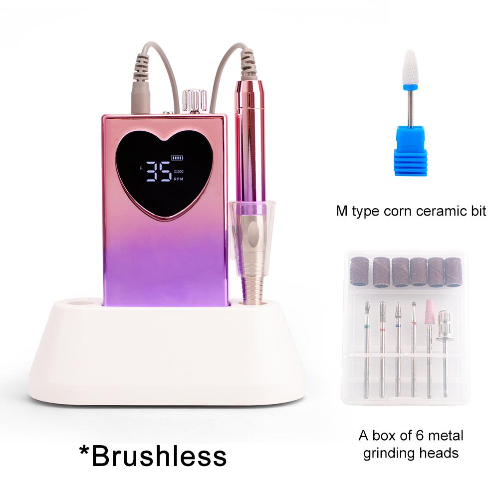 

BEPAN Heart Thin Body Drill Machine Brushless Nail Drill 35000RPM Manicure Machine Low Noise LCD Display Nail Gel Polisher UK фиолетовый