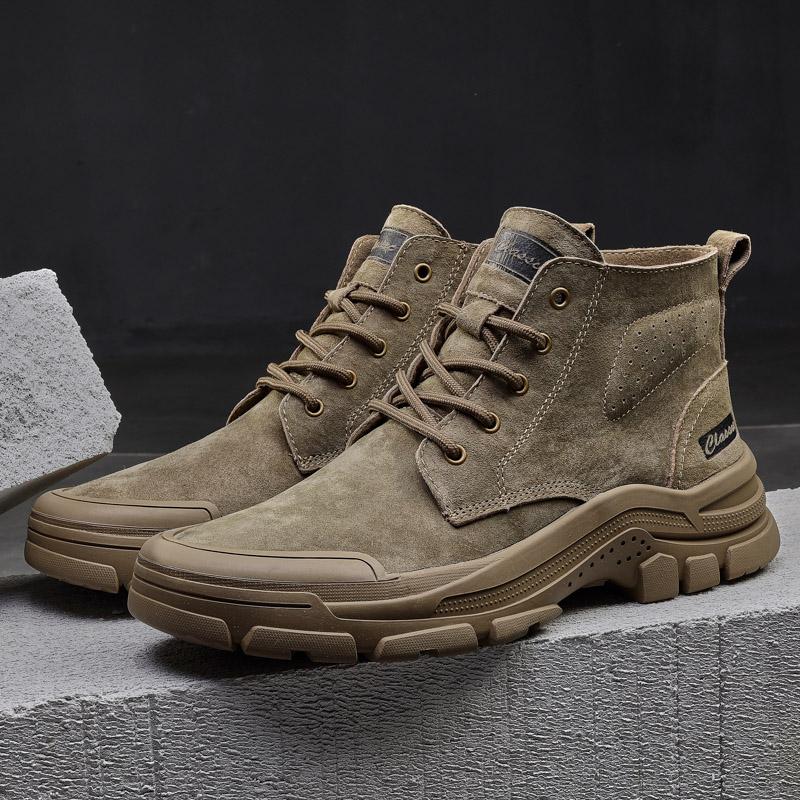 Men'sClassic Outdoor Boots,Casual Luxury High-top Sports Shoes,Genuine Leather Winter Platform Snow Boots,Motorcycle Ankle Boots