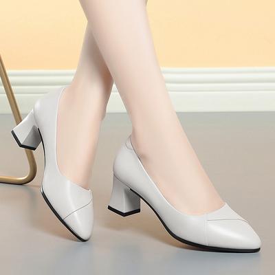 Fashion Fashion Women's High Heels Patent Leather Work Shoes Comfortable Heeled Shoes Pu Leather Loafers Square Heeled Grace Simple