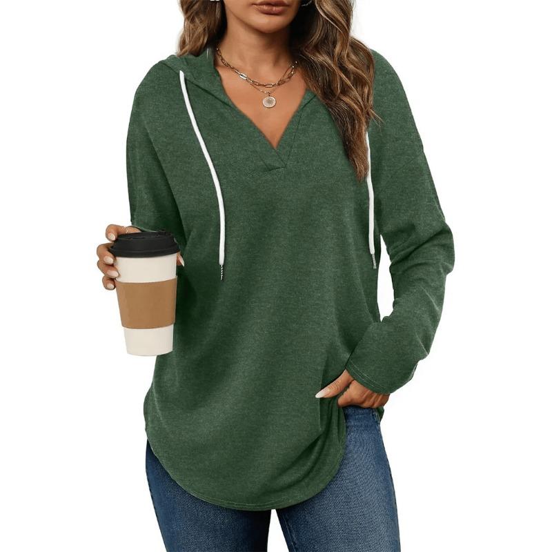 Women S V Neck Hooded Long Sleeve Casual Fall Sweatshirt