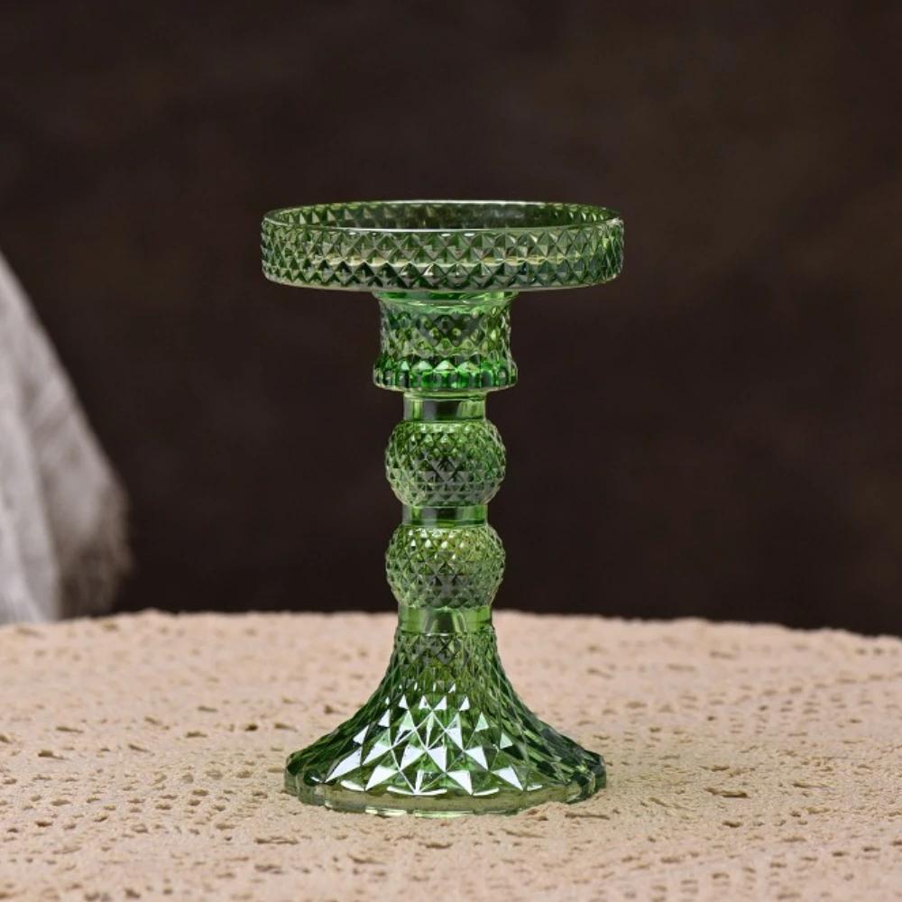 Creative High Footed Glass Candlestick Dining Table Wine Cabinet Decor Candle Stand Centerpiece for Table Wedding Dinning Party