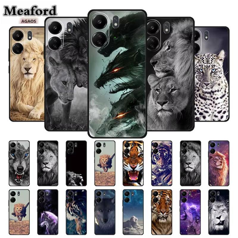 Phone Cases for Redmi 13C 13R Soft Silicone TPU Cover for Xiaomi Redmi13 C R Animal Wolf Funda Vividly Lion Tiger Capa 13 C R