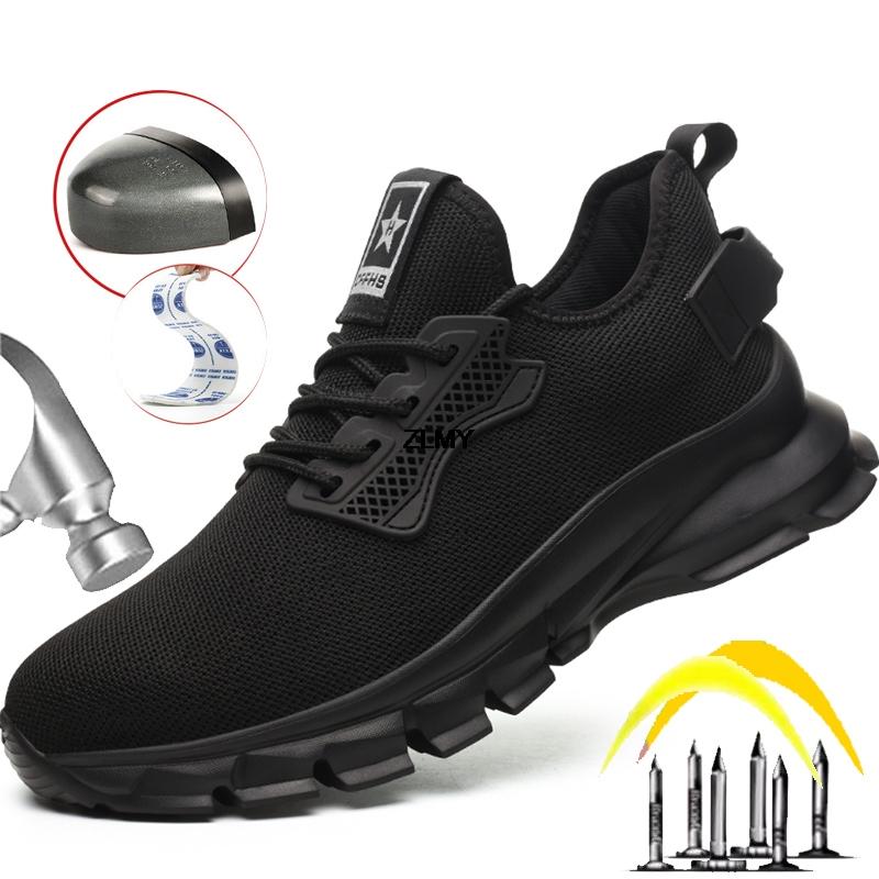 ZLMY New Safety Shoes Men Lightweight Steel Toe Sneakers Puncture Proof Comforty Work Safety Boots Man Construction Work Shoes