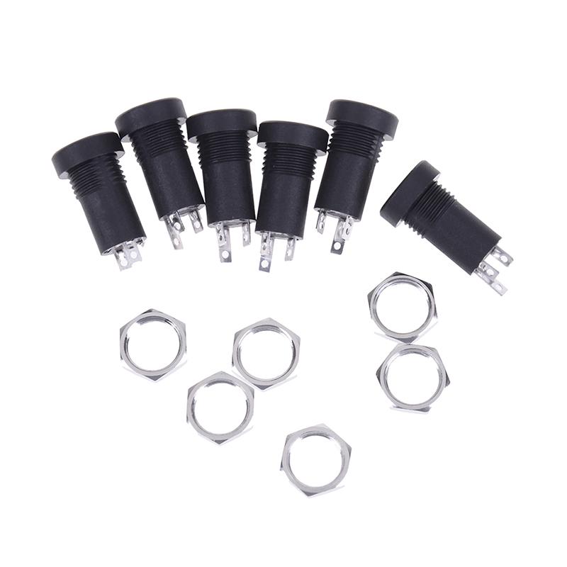 2Pcs 3.5Mm Audio Jack Socket 3 Pole Black Stereo Solder Panel Mount With Nuts
