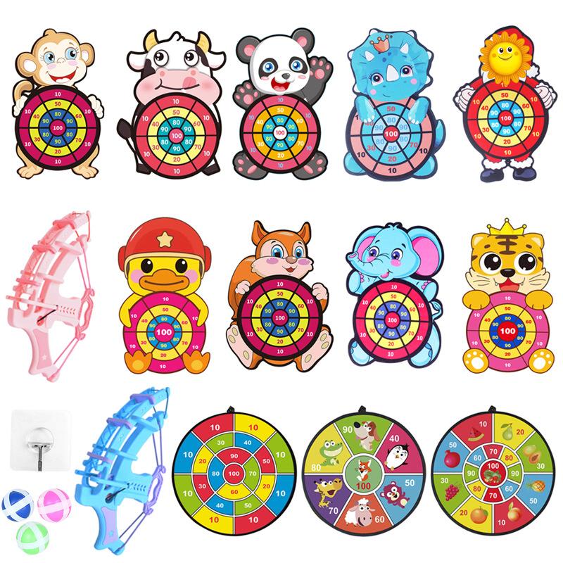 1SET Children's Target Throwing Dart Board Sticky Ball Self-adhesive Disc Set Indoor and Outdoor Parent-child Interactive Dart Toy