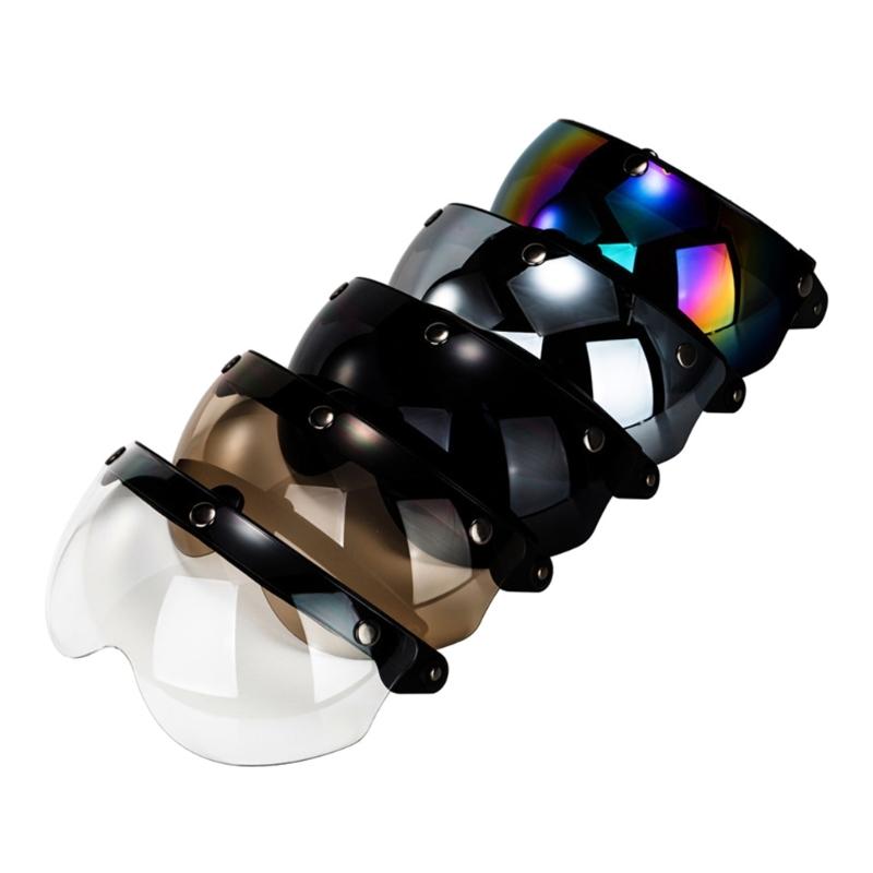 Visores Universales para Motocicletas Estilo Piloto Retro Estándar de 3 Botones de Presión Abatibles Hacia Arriba Abajo Casco Abierto Parabrisas Duradero