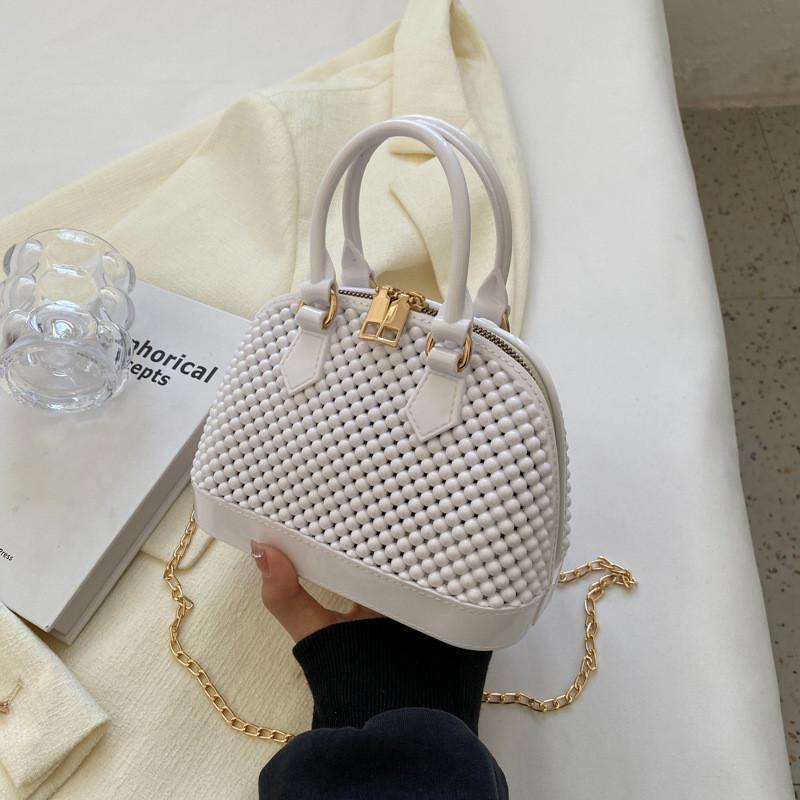 

2023 New Simple Fashion Bag Women Acrylic Beaded Seashell Bag Street Trend Crossbody Bag бежевий