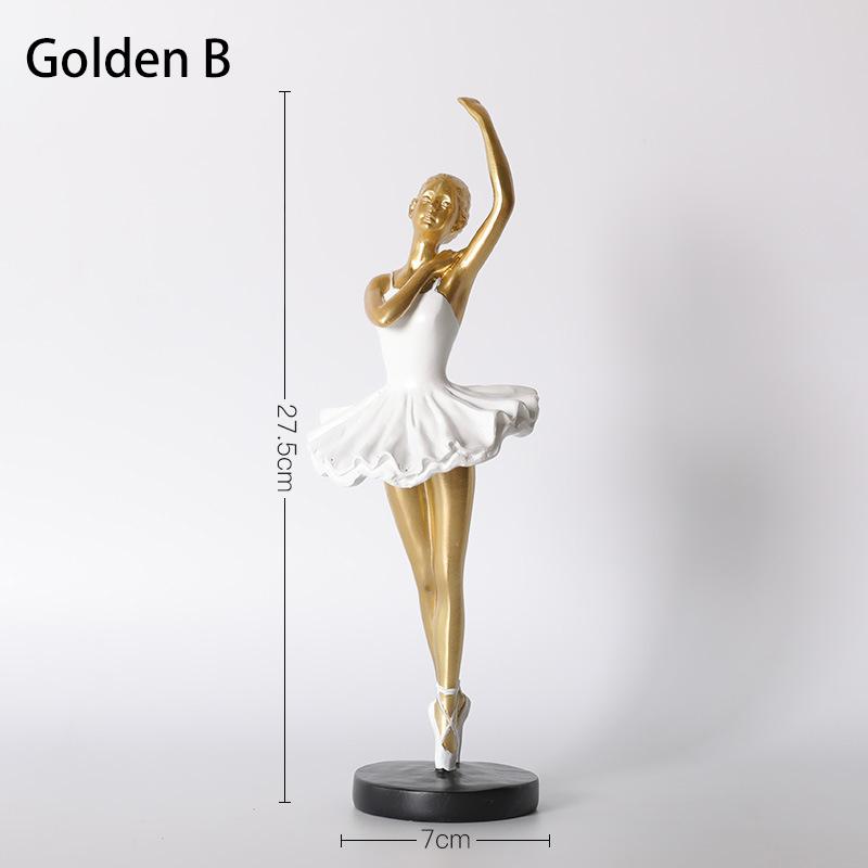Ballet Girl Ornament Resin Handicraft Affordable Luxury Golden Silvery Desktop Living Room Ornament Modern Creativity For Gift