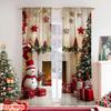 Flachdruck Weihnachts-Fenstervorhänge Schneemann Kamin Polyester Ohne Strom Festliches Feiertags-Vorhang-Set aus 2 Stück Waschbar