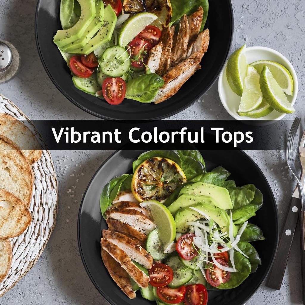 MIAMIO Set of 6 26cm Stoneware Ceramic Dinnerware Set Le Papillon Collection – Plates, – (Black)