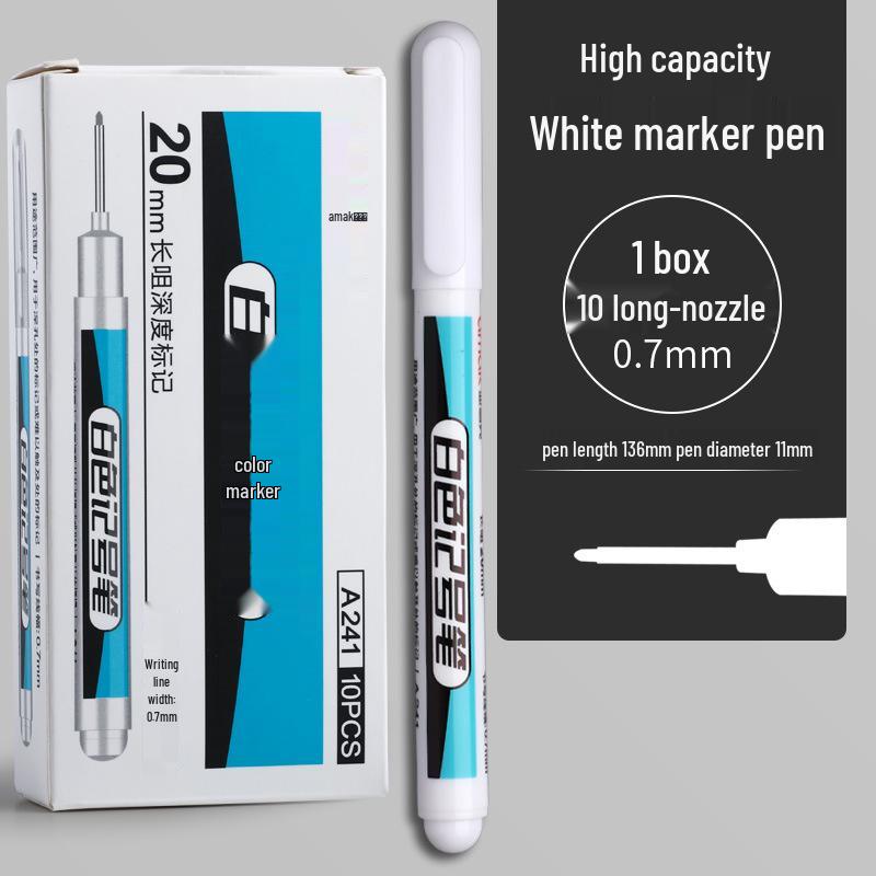 Oil-Based Fine Tip White Marker Pen - Waterproof, Non-Fading, Non-Erasable for Glass, Tire & Card Highlighting