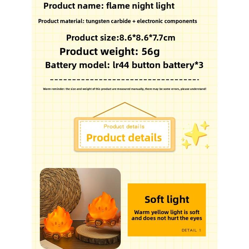Christmas Campfire LED Candle Night Light Festive Ambient Decor Lamp Perfect Xmas Gift & Desktop Ornament for Holiday Atmosphere