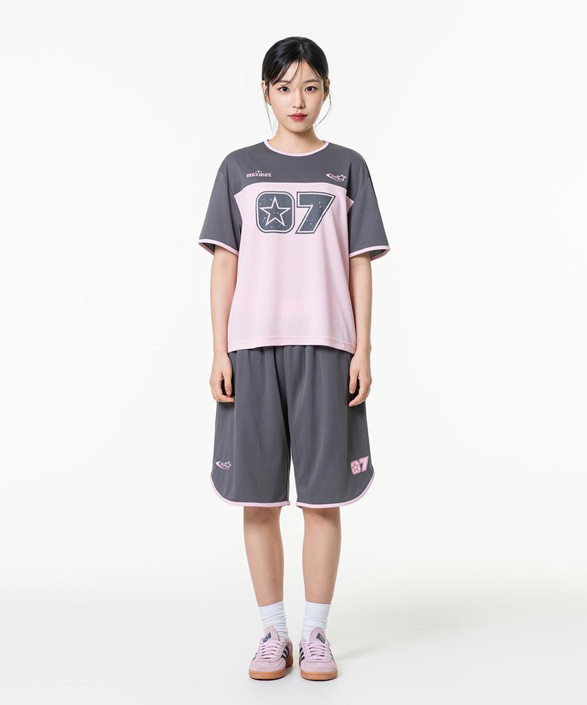 MOZMOZ [Set] Pastel Air Mesh Short Sleeve Training Set Pink