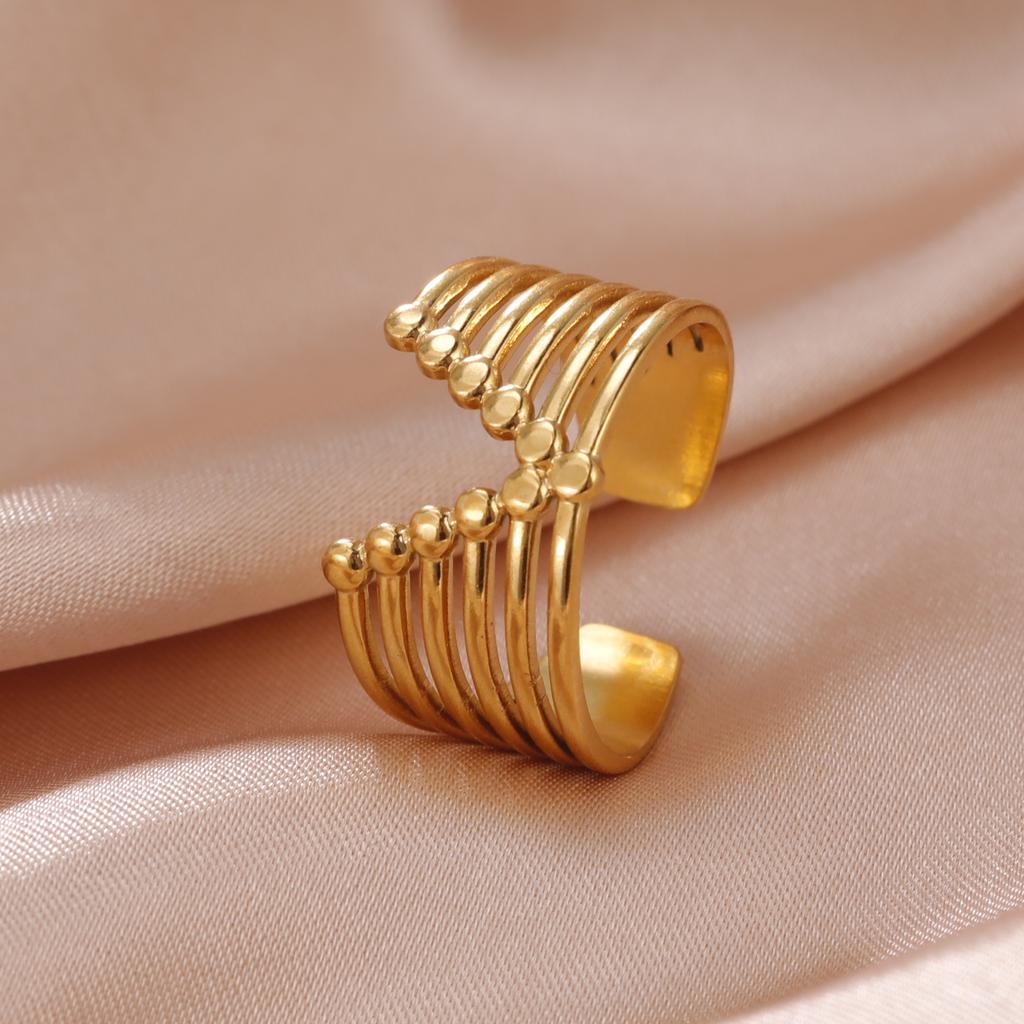 Stainless Steel Women Rings Geometric Heart Aesthetic Adjustable Open Finger Ring Fashion Party Jewelry Gifts