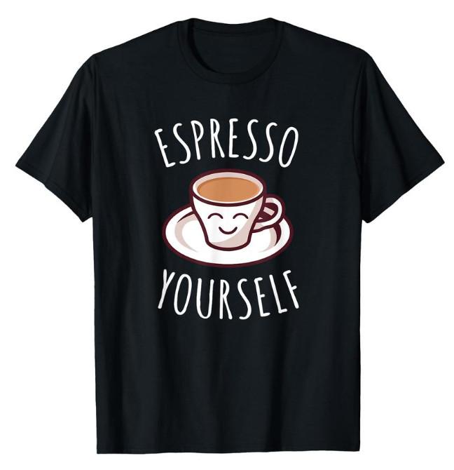 Coffee Espresso Humor T-Shirt Cotton Black