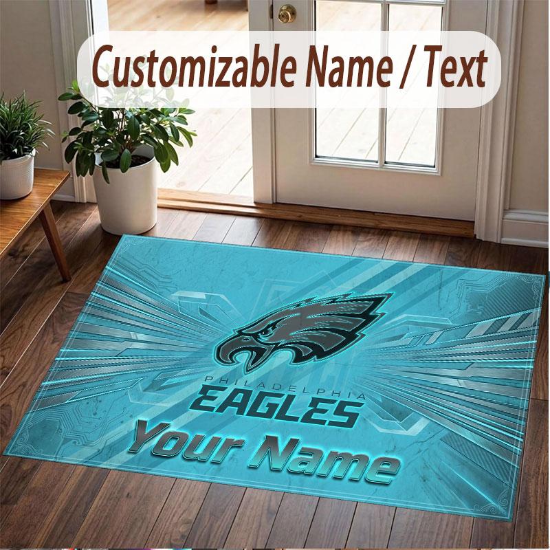 Benutzerdefinierter Teppich Philadelphia Eagles Muster Druck Name Text Weicher Rutschfester Bodenbelag für Heim-Innenraumdekoration