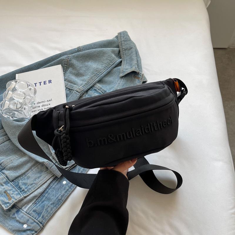 

2023 Унисекс Трендовая Минималистичная Нагрудная и Сумка через плечо: Универсальная вышитая спортивная поясная и наплечная сумка для студентов чёрный