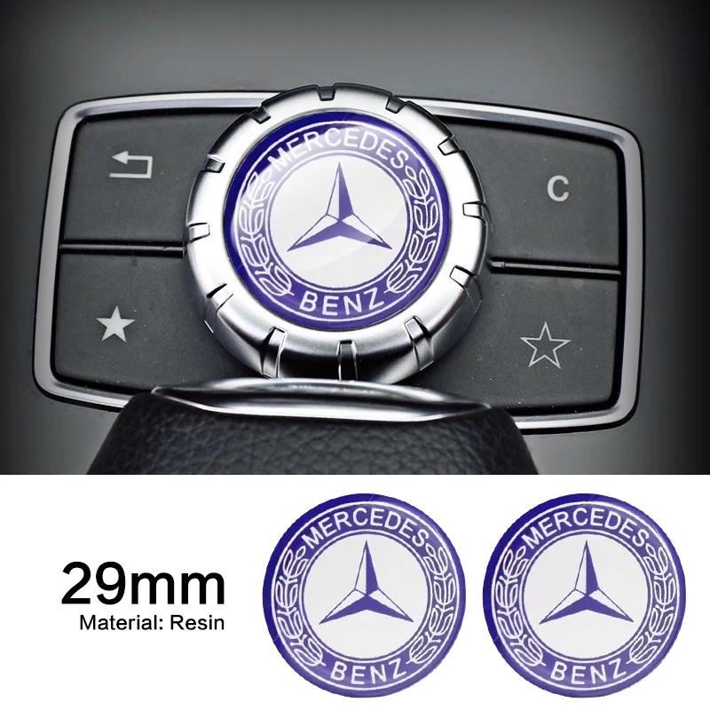 1 Stück 29mm Klebeaufkleber für kleine Mediensteuerung am Auto für Mercedes Benz A C E R M Klasse CLA GLA AMG W204 W210 W124 W205 W203 Auto Gadgets