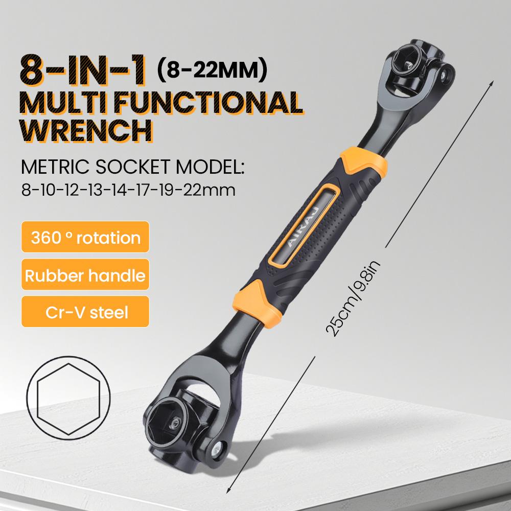 AIRAJ Wrench 52 in 1 Tool Socket Works Universal Ratchet Spline Bolts Sleeve Rotation Tool 360 Degree Multi-Functional Hand Tool