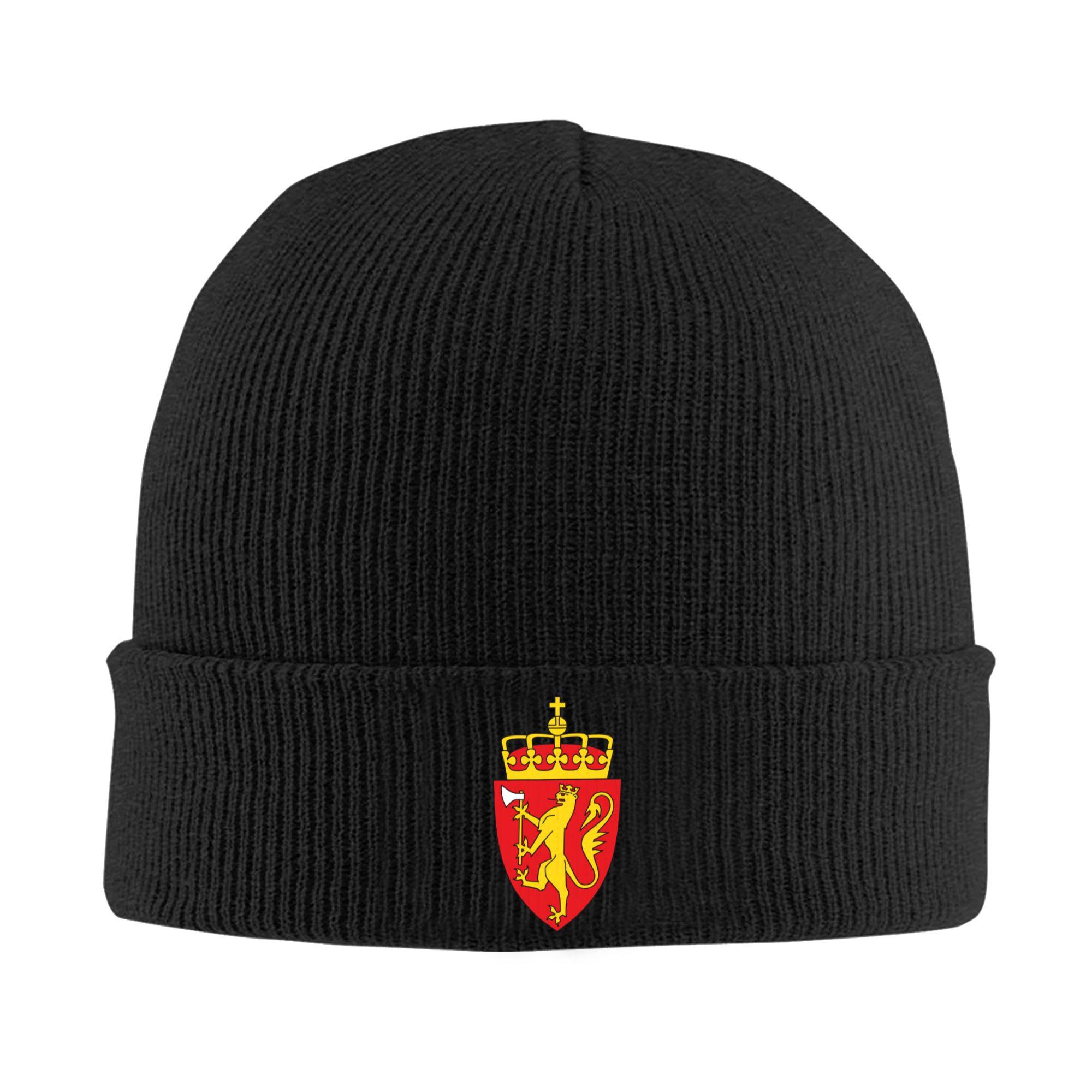 

Coat of arms of Norway Bonnet Hat Cool Knit Hats Unisex Women Unisex Adult Norwegian Flag Warm Winter Skullies Beanies Caps One Size