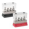 4*M10 Studs (3/8") Marine Battery Bus Bar Heavy Duty 12-48V 600A Waterproof Terminal Block Black & Red for Truck Marine Solar